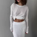 Womens Long Sleeve Snowflake Pattern T Shirt Lightweight Loose Fit Round Neck Summer Style Whole