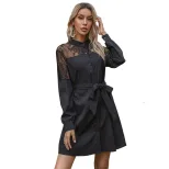 Vintage Black Lace Long Sleeve Dress for Women Elegant Autumn Style Perfect for Parties and Spec