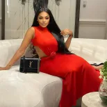 Fashionable Solid Color Maxi Dress for Women Sleeveless Round Neck Backless High Slit Ideal for