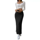 High Waisted A Line Skirt Fashionable Minimalist Ribbed Texture Spring Summer Casual Wear Wholes