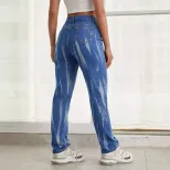 Tie Dye Straight Leg Jeans Slim Fit Casual Style Womens Fashion Ready to Ship Wholesale Availabl