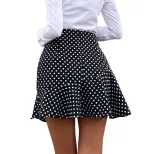 High Waisted Polka Dot Ruffle Hem Skirt Fashionable Trendy Design Spring Summer Wear Wholesale A
