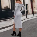 Elegant Womens Midi Dress Slim Fit Side Slit Spring Summer Style Perfect for Casual or Formal Oc