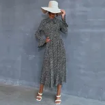 Long Sleeve Black Floral Maxi Dress for Women Stylish Autumn Winter Design Perfect for Casual or