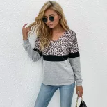 Leopard Print Long Sleeve Top Casual Style Early Autumn Womens Fashion Wholesale Available custo