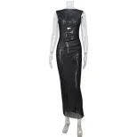 Sheer Mesh Sleeveless Maxi Dress Slim Fit Elegant Style Perfect for Parties or Evening Events Wh