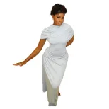 Casual Womens Dress Solid Color Loose Fit Short Sleeve Asymmetrical Hem Comfortable Homewear Who