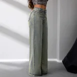 Vintage Wide Leg Jeans Loose Fit Distressed Style Casual Wear Wholesale Available low MOQ bulk o