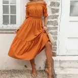 Casual Fashion Strapless Solid Color Dress Elegant Design Comfortable Fit Versatile for Parties