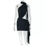Womens Bodycon Mini Dress Solid Color Sexy Backless Ruched Design Adjustable Straps Casual Stree