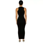 Womens Fashion Sleeveless Bodycon Dress Round Neck Elegant Fit Color Block Design Perfect for Pa
