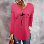 Womens Loose Fit Long Sleeve T Shirt V Neck Bamboo Fabric Summer Style Wholesale Available custo