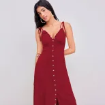 French Style Slim Fit Dress V Neck Summer Fashion Elegant Design Perfect for Parties or Casual O