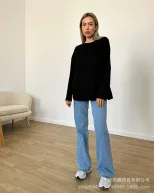 Womens Long Sleeve T Shirt Solid Color Loose Fit Casual Style 100 Cotton Spring Fall Wear Wholes