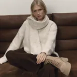 Loose Fit Soft Wool Sweater for Women Cozy Knit Pullover with Scarf Autumn Winter Casual Style W