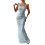 Floral Maxi Dress Sweet Design Halter Neck Backless Slim Fit Perfect for Spring Summer Beach Vac