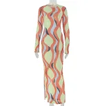 Fashionable Womens Bodycon Dress Round Neck Long Sleeve Comfortable Fit Versatile for Casual or