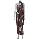 Elegant Floral Print Strapless Maxi Dress Sexy Open Back Slim Fit Spring Fashion Perfect for Par