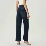 Vintage Blue Wide Leg Flared Jeans for Women Loose Fit High Waisted Slimming Style Casual Wear W
