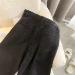 速卖通牛仔裤女2023春季新款高腰显瘦阔腿宽松设计感小个子直筒裤