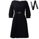 Elegant Womens African Dress Round Neck Three Quarter Sleeve Pleated Design Perfect for Parties