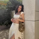 French Style Crop Top and High Waisted Skirt Set Slim Fit Sleeveless Beach Vacation Ready Wholes