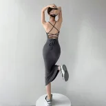 Cross Back Bodycon Dress Sexy Mermaid Hem Spaghetti Straps Summer Style Wholesale Available OEM