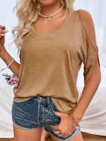 Womens Batwing Sleeve T Shirt Loose Fit Round Neck Off Shoulder Trendy Design Casual Wear Summer