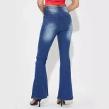 High Stretch Flared Jeans Casual Style Versatile Fit Womens Apparel Perfect for Everyday Wear Re