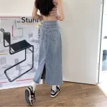 2023夏季新款设计感口袋半身裙高腰显瘦宽松水洗牛仔裙女中长款