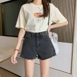 阔腿牛仔裤女2023年夏季新款韩版小个子高腰显瘦短裤Chic港味裤子