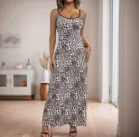 Leopard Print Maxi Dress Bodycon Fit Spaghetti Straps Trendy Design Perfect for Summer Parties W