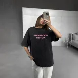 Loose Fit Graphic Print T Shirt for Women Summer Style Vintage Wash Design Casual Wear Wholesale