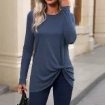 Casual Womens Long Sleeve T Shirt Solid Color Versatile Comfortable Fabric Spring Summer Office