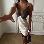 Elegant Deep V Neck Lace Dress Fashionable Sexy Slim Fit Versatile Perfect for Parties and Speci