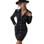 Womens Fashionable Slim Fit Long Sleeve Denim Jacket Stylish Lapel Design Trendy Look Perfect fo