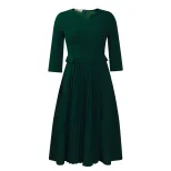 Plus Size Womens Dress Solid Color Fashionable Pleated Three Quarter Sleeve Suitable for Casual Occasions Wholesale