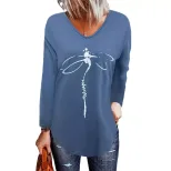 Womens Loose Fit Long Sleeve T Shirt V Neck Bamboo Fabric Summer Style Wholesale Available custo