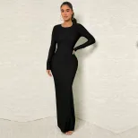 Elegant Backless Maxi Dress Simple Sexy Bodycon Fit Spring Summer Collection Wholesale Available