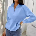 Casual Zip Pocket Hoodie Solid Color Stand Collar Autumn Winter Style Ready to Ship Wholesale Av