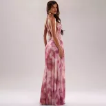 Summer Womens Tie Dye Backless Bodycon Dress Stylish Sexy Halter Neck Comfortable Fabric Perfect for Parties and