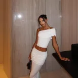 Sexy One Shoulder Crop Top and High Waisted Skirt Set Elegant Design Premium Fabric Perfect for