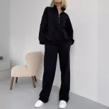 Womens Casual Zip Up Hoodie and Sweatpants Set Loose Fit Cotton Fabric Stylish Design Perfect fo