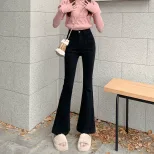 欧洲站高腰牛仔裤女2022秋冬新款韩版时尚微喇叭复古显瘦阔腿裤潮