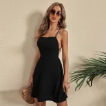 Sexy Backless Strappy Dress Trendy Spring Summer Fashion Versatile for Casual or Evening Wear Wh