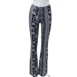 High Waisted Floral Print Flare Pants Stretchy Slim Fit Comfortable Summer Casual Wear for Vacat