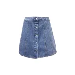 Womens Denim A Line Skirt Single Breasted Waist Defining Decorative Details Casual Wear Spring S