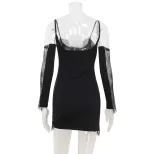 Elegant Womens Lace Trimmed Bodycon Dress Sexy Sleeveless Design Slim Fit Stylish Occasion Wear