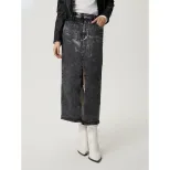 Vintage Silver Wash Denim Skirt Womens Retro Style Casual Fit High Waist Perfect for Spring Summ