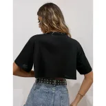 Casual Printed Short Sleeve T Shirt Trendy Boyfriend Style Versatile Design Comfortable Fabric P